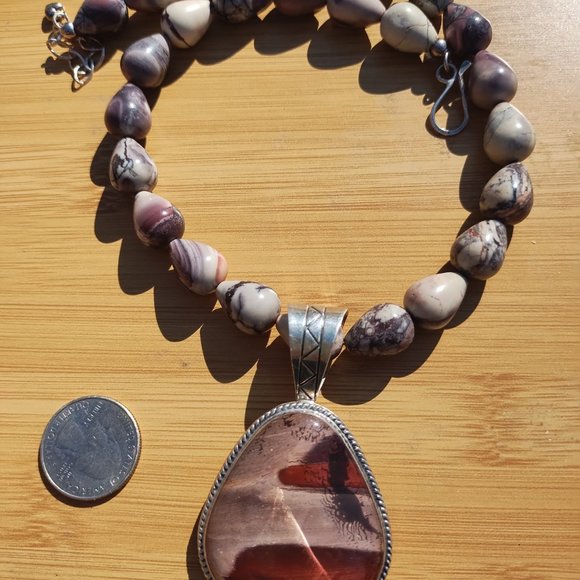 Jay King DTR mine finds Jasper necklace large pendant 925 Stunning - Picture 16 of 16